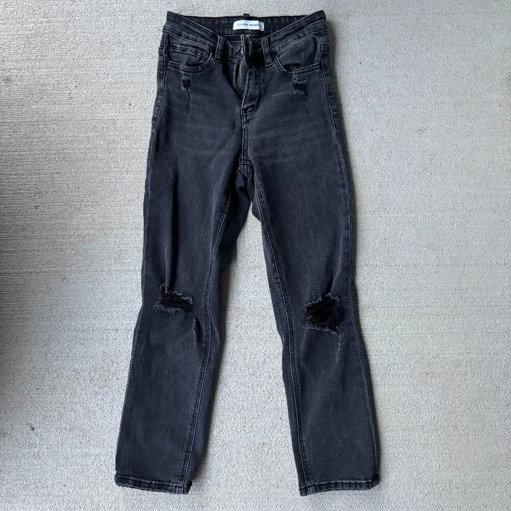Flying Monkey High Rise Distressed Crop Straight jeans